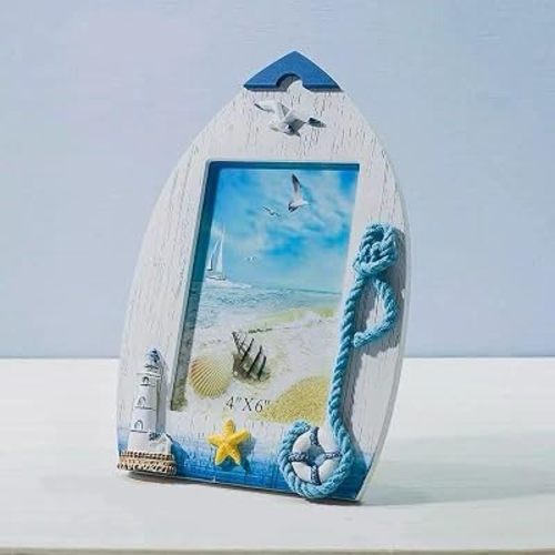 Wooden Photo Frames 4X6 Ocean Photo Frame, in Mediterranean For Nautical Themed Home Decoration (4X6 Inch,1pc)