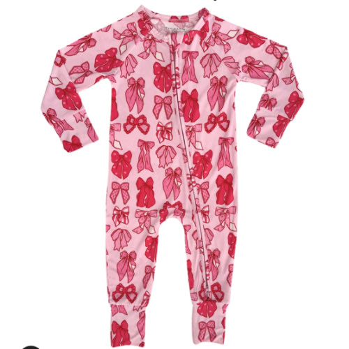 Valentine's Bow Zipper Romper – In My Jammers