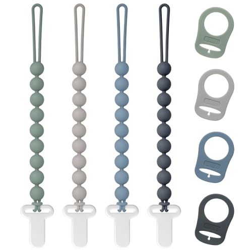 Pacifier Clips Silicone, 4-Pack Pacifier Holder Clip with Stylish Round Design, 100% Food Grade Silicone, Safe Essentials for Newborns Baby Boys and Girls