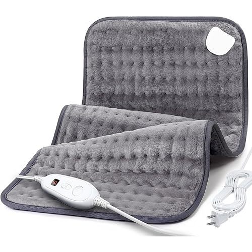 DAILYLIFE Heating Pad for Back Pain Relief, 12"x24" Electric Heating Pads for Cramps, Back, Shoulder and Neck with 6 Heat Settings, Fast-Heating Technology, Auto Shut Off, UL Certification, Gray
