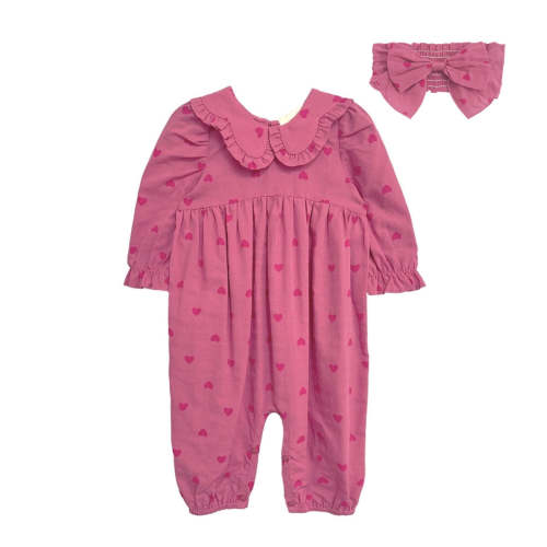 Pink Romper & Headband Set (Cotton Blend)