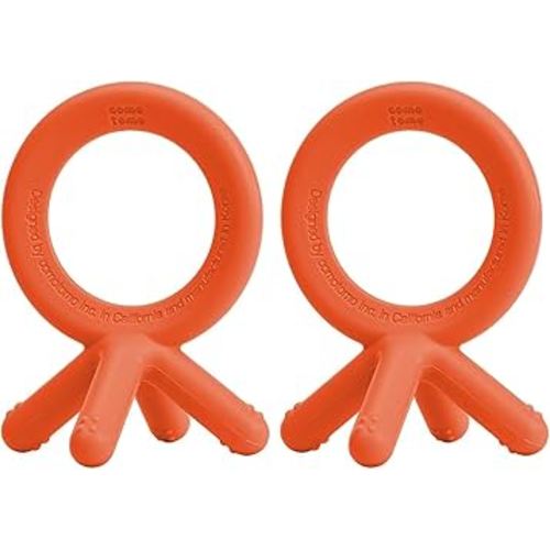 Comotomo Silicone Baby Teether, Orange (Pack of 2)