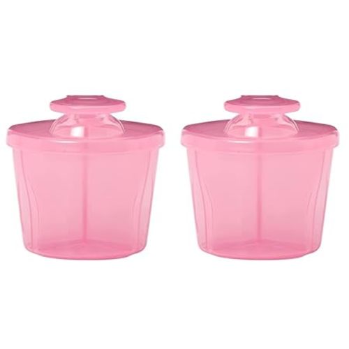Dr. Brown's Baby Formula Dispenser with Snap-On Lid for On-The-Go Feedings, Milk Powder Dispenser for Traveling with Infant, Pink, 2-Pack