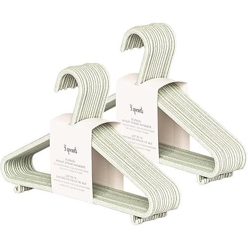 3 Sprouts Wheat Straw Plastic Hangers - 30-Pack Eco-Conscious Toddler Hangers for Child & Baby Clothes, Coats - Kid Closet Hanger Ideal for Small Girls, Boys, Children & - Speckled Green