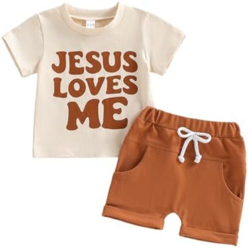 Tsultryofs Toddler Baby Boy Summer Clothes Letter Graphic Print Short Sleeve T-Shirt Tops and Shorts 6 12 18 24M 2 3T Set