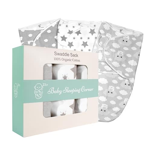 Baby Swaddle Blanket - Pack of 3-100% Organic Cotton Sleep Sack for Newborns - Soft and Breathable Blankets for Boys and Girls - Newborn Essentials Small Size (0-3 Months) - Grey
