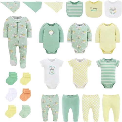 The Peanutshell 23-Piece Gender Neutral Baby Clothing Set, 100% Cotton, Newborn Essentials Must Haves, Cu-Tea