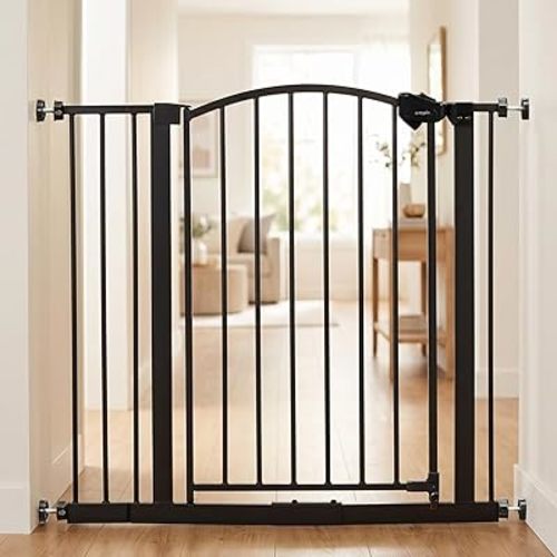 Regalo Safety 30-35” Extra Wide Baby Gate for Doorways & Bottom of Stairs, Pressure Mounted Walk-Through Gate for Babies, Toddlers & Pets, Bronze