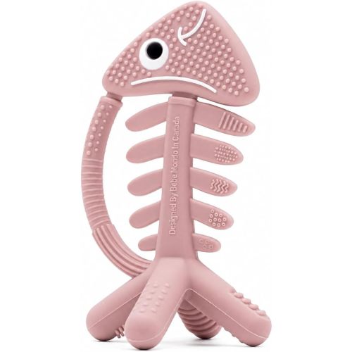 3 in 1 Infant Toys, Baby Teething Toys 3–6 6–12 Months, Teethers for Babies 0–3–6–12 Months for Teething Relief, Baby Gift, Baby Teether Toys, Silicone Sensory Toys,USA Patent Pending, Fish-Rose Pink