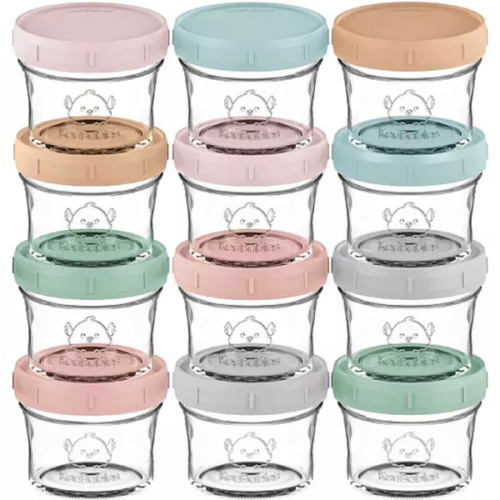 12pack Prep Baby Food Storage Containers, 4 oz Leak-Proof, BPA Free Glass Baby Food Jars for Feeding
