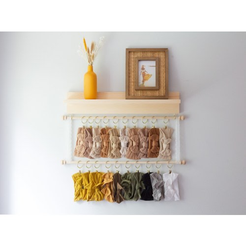 Headband and Bow Holder Shelf Bundle, Cascading 1, 2, 3, or 4 Rod Holder with Lace or Macrame, Girl Nursery Decor,  Baby Shower Gift