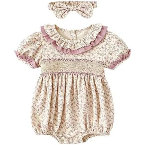 Baby Girl Floral Sister Matching Outfit Floral Ruffles Romper Bodysuit & Dress Clothes for Infant Toddler