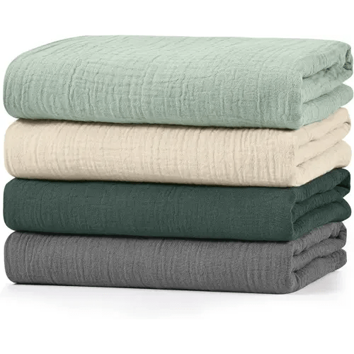 Muslin Swaddle Blankets for Baby Girls and Boys, 4 Pack Breathable and Skin-Friendly Newborn Receiving Blanket, 100% Cotton Swaddle Wrap, Essentials Infant Shower Items, Toddler Gift