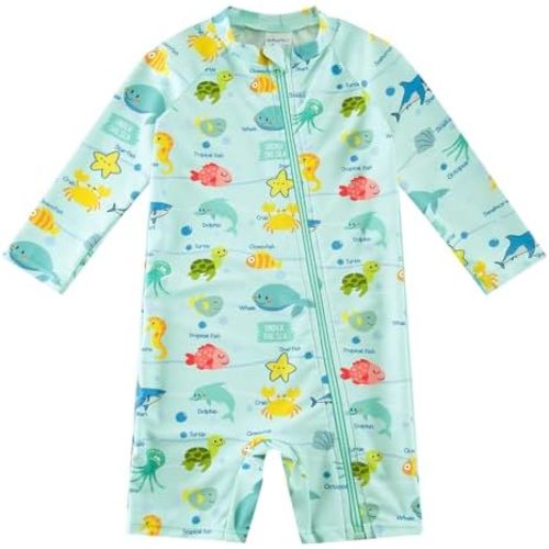 6-9 month Swimsuit Rash Guard Shirts Toddler Boy Swimwear Full Zipper UPF 50+ Sun Protection Infant One Piece Bathing Suit