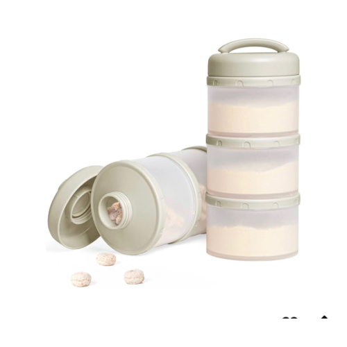 Termichy Stackable Formula Dispenser Portable Milk Powder Container, 2 Pack, Warm Grey