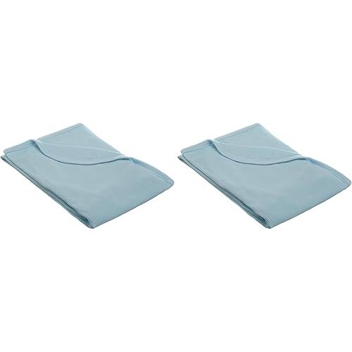 TL Care 100% Cotton Thermal Waffle Swaddle Blanket (30" x 40"), Soft, Breathable & Stretchy, Blue, for Boys and Girls, Perfect for Swaddling, Travel and Gifting (Pack of 2)