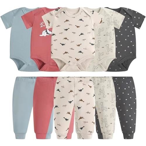 Baby Newborn Layette 10-Piece Sets Cotton Bodysuits Pants Sets for Baby Boys Girls Toddler Unisex Baby Gift Set