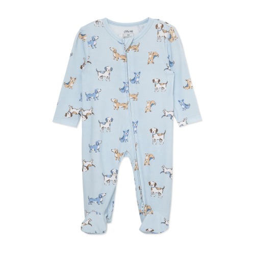 Little Me Puppy Play Stretch Viscose Zip Footie | Nordstromrack