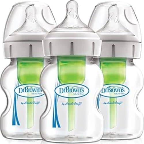 Dr. Brown's Anti-Colic Options+ Wide-Neck Glass Baby Bottle, 5 oz, 3-Pack