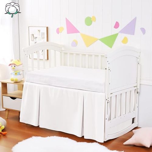 Crib Bed Skirt - white panel