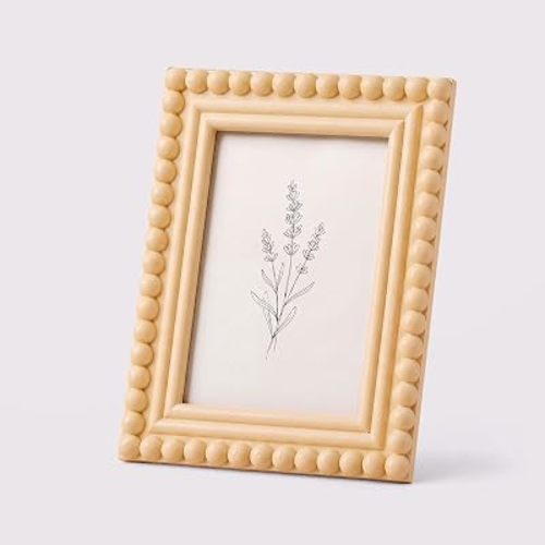1 Pcs 5 x 7 Inch Picture Frame Beaded Photo Frame, Pale Yellow