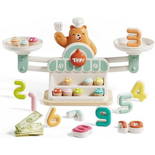 TOP BRIGHT Juego de matemáticas de equilibrio para niños – Juguetes STEM para niñas de 3 años, regalos para niños y niñas, juguetes educativos de conteo de balance, juguetes educativos de aprendizaje