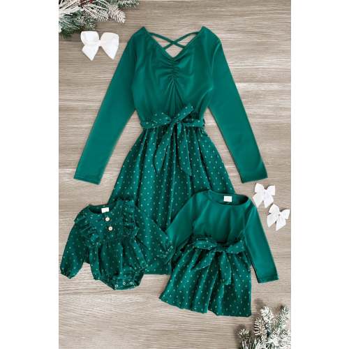 Mom & Me - Green Swiss Dot Dress