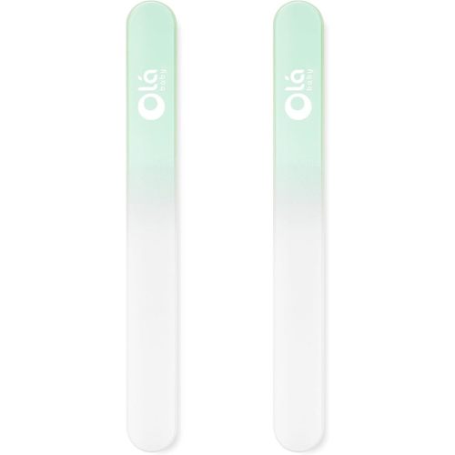 Olababy Glass Nail File for Newborns & Infants 2pk (Mint) | Safe Glass Fingernail Filer with Travel Case