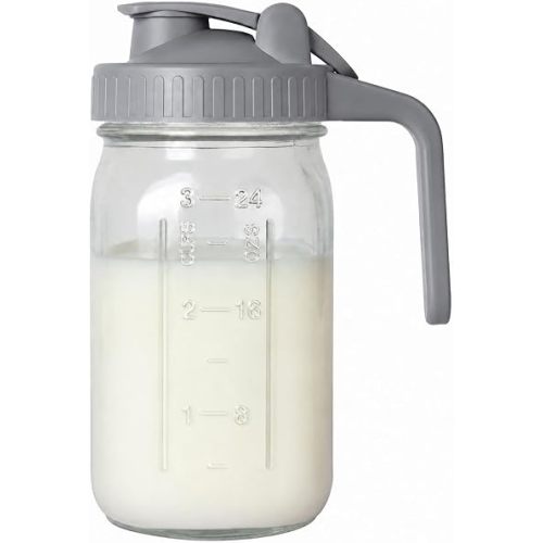 32 oz Breast Milk Pitcher, Glass Mason Jar Pitcher with Lid