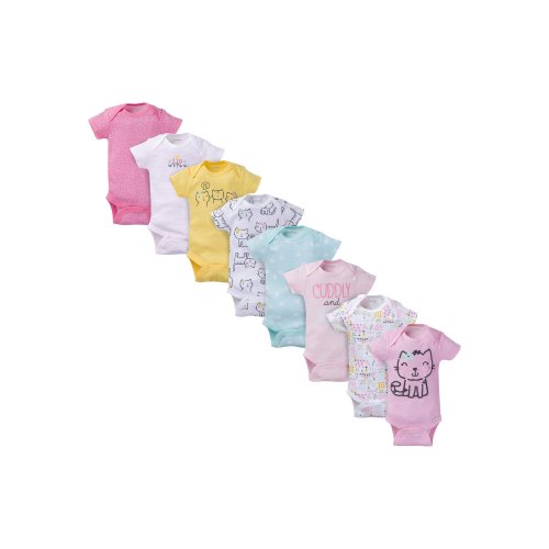 Onesies Brand Baby Girl Short Sleeve Bodysuits, 8-Pack