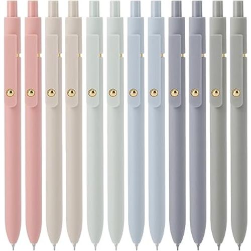 Ddaowanx Gel Pens,0.5mm Quick Dry Black Ink Pens Fine Point Smooth Writing Pens, Cute Office School Supplies Gifts for Women (24 Pcs Morandi-Black Ink)