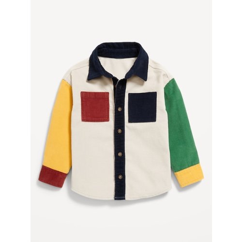 Long-Sleeve Color-Block Pocket Shirt for Toddler Boys