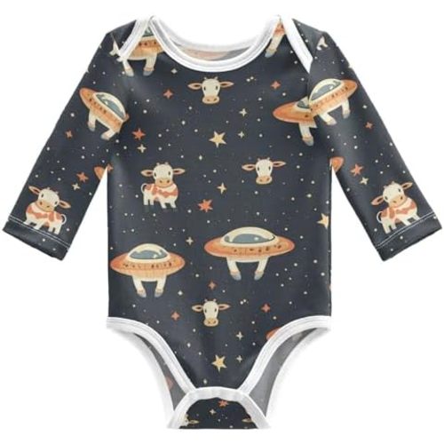 vvfelixl Baby Bodysuits Cute Baby Crocodiles Long Sleeve Cotton Baby Clothes for Boys Girls 0-3M