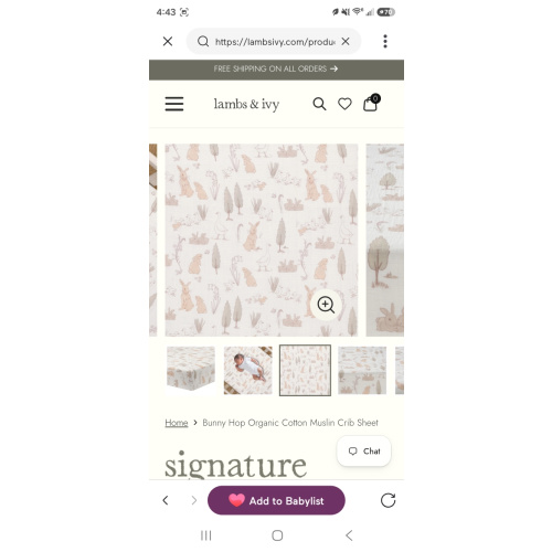 Bunny Hop Organic Cotton Muslin Crib Sheet