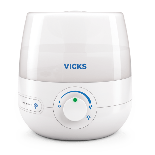 Vicks 0.6 Gallon Natural Care Cool Mist Ultrasonic Humidifier, 200 sq ft, White, VUL530