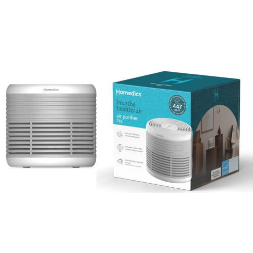 Homedics Total-Clean 3-in-1 Air Purifier-360-Degree HEPA Filter for 447 Sq. ft., Activated Carbon, Essential Oil Aromatherapy, AP-T65-GY,Grey