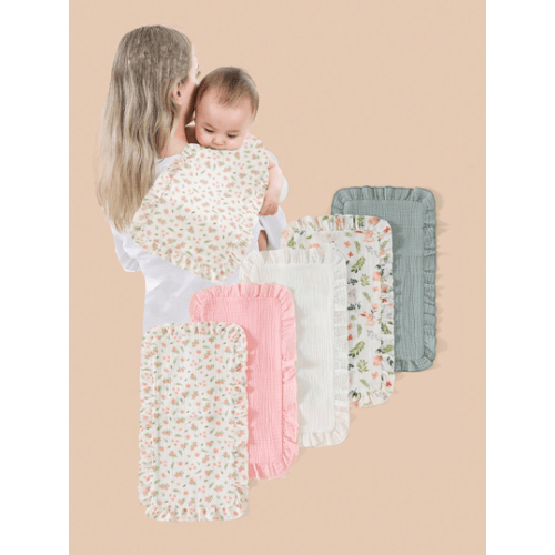 5pcs Soft & Comfortable Cotton Baby Bibs/Burp Cloths Set | SHEIN USA