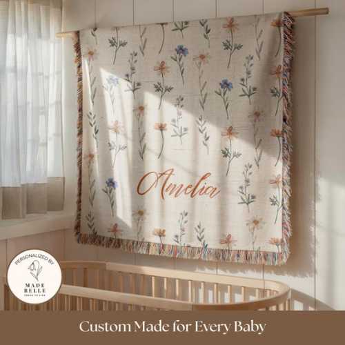 Personalized Baby Name Blanket Custom Wildflower Girl Nursery Decor Floral Farmhouse Garden Heirloom Toddler Gift Ideas Baby Shower for Girl - Etsy