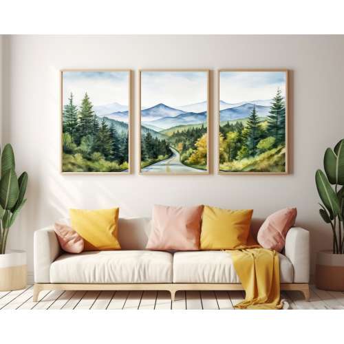 Blue Ridge Parkway Watercolor Print Set, Appalachian Mountain Art