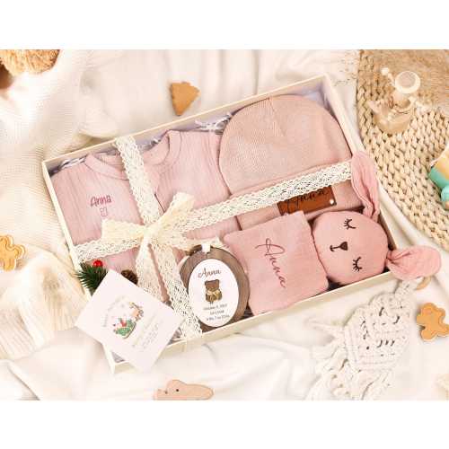 Personalized Muslin Baby Comforter Set: Embroidered Name,Security Blanket