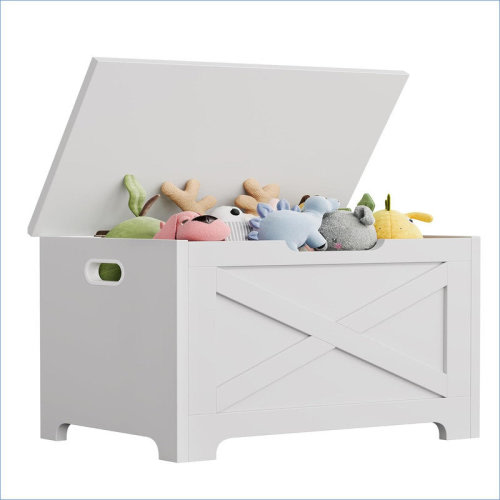 August Grove® 23.6" Storage Chest, Wooden Storage Bench with Safety Hinge, Easy Assembly, Large Toy Chest for Entryway, Living Room, Bedroom | Wayfair