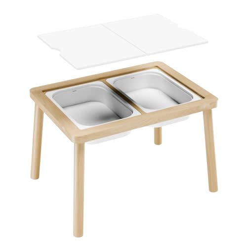 Ogears Sensory Table, Kids Activity Table, Wooden Play Table with Bins, Montessori Table, Chalk Board and Whiteboard