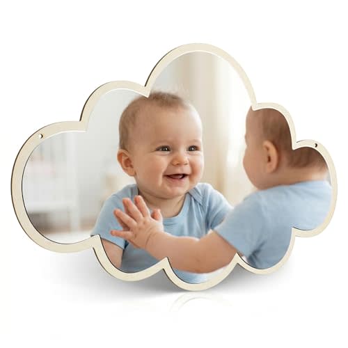 FOMIYES Cloud Mirror Acrylic Nursery Wall Hanging Mirrors Shatterproof Safety Mirror for Kids Baby Toddler Bedroom Playroom Bathroom Kindergarten DIY Decoration