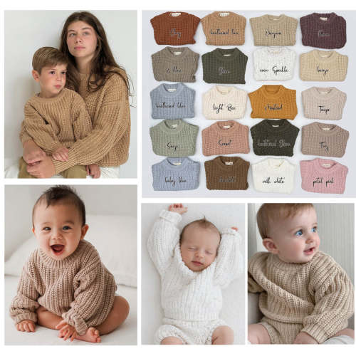 Baby Chunky Knit Sweater (nb-24m) – Olive and Cradle