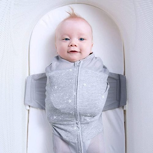 Happiest Baby SNOO Organic Cotton Sleep Sack, 3-Pack Bundle (S, M, L) | Attaches Securely to SNOO Bassinet, Helps Prevent Rolling, GOTS Certified Organic Cotton, Arms-Out Transition, Two-Way Zipper