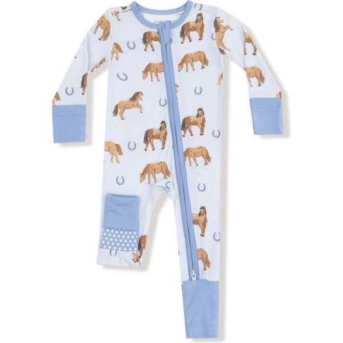 Convertible Romper Horses, Blue - Angel Dear | Maisonette
