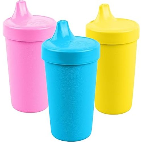 Re-Play Spill-Proof Sippy Cups for Toddlers - Kids Reusable 10 Oz Set of 3, Dishwasher & Microwave Safe, Made in USA, Easter