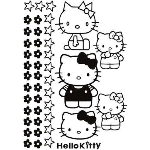 Hello Kitty Vinyl Art Decal Decor Set - from 7" to 9" Each - Cute Trendy Inspiring Lovely Design for Girls Boys Bedroom Playroom Nursery Kinder Daycare Living Room Sticker