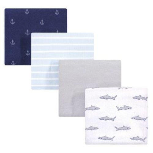 Hudson Baby Infant Boy Cotton Flannel Receiving Blankets, Shark, One Size