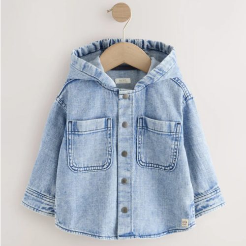 Buy Mid Blue Denim Hooded Overshirt (3mths-7yrs) from Next USA